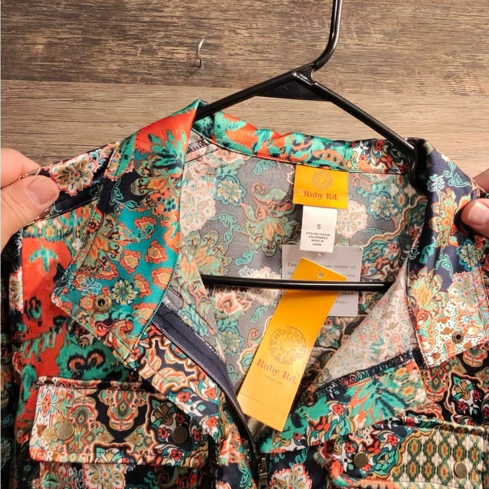 Ruby Rd. Colorful Teal Gold Jacket - Picture 9 of 10
